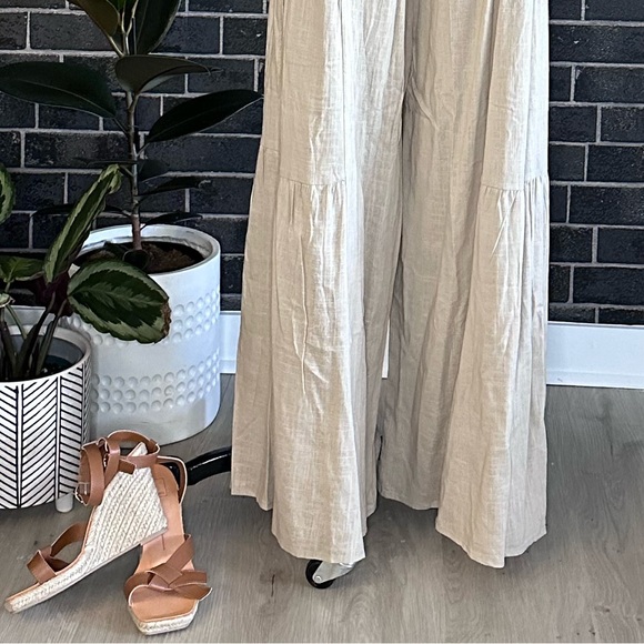 CHIC LINEN HALTER TOP & WIDE LEG PANT SET - Picture 6 of 12